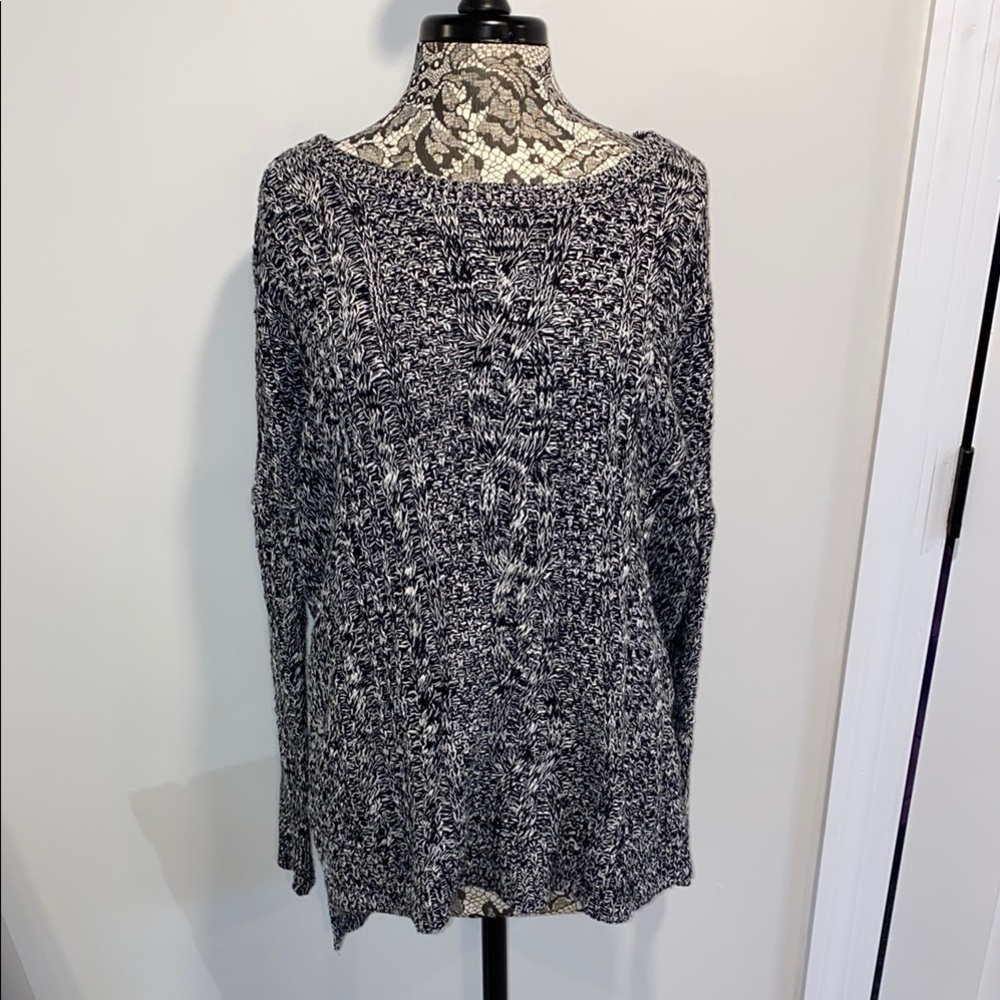 Express Black and White Oversized Knit Sweater
